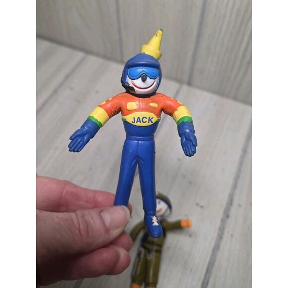 Vtg Jack Bendable Figures Jack in the Box Restaurant Lot of 2 Clowns Burgers - Picture 3 of 7
